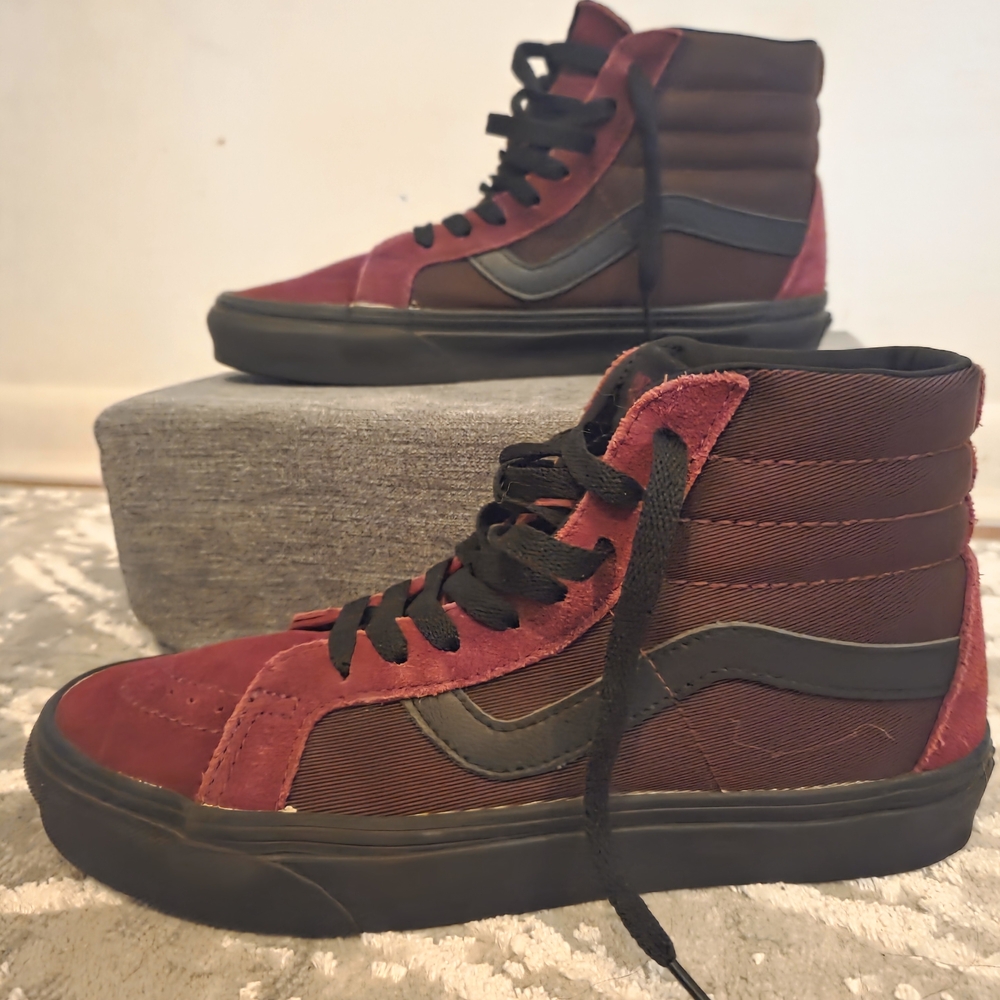 Vans High-Top Sneakers - Burgundy and Black